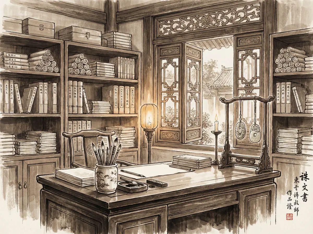 无限赌场APP下载页面水墨风格书房场景